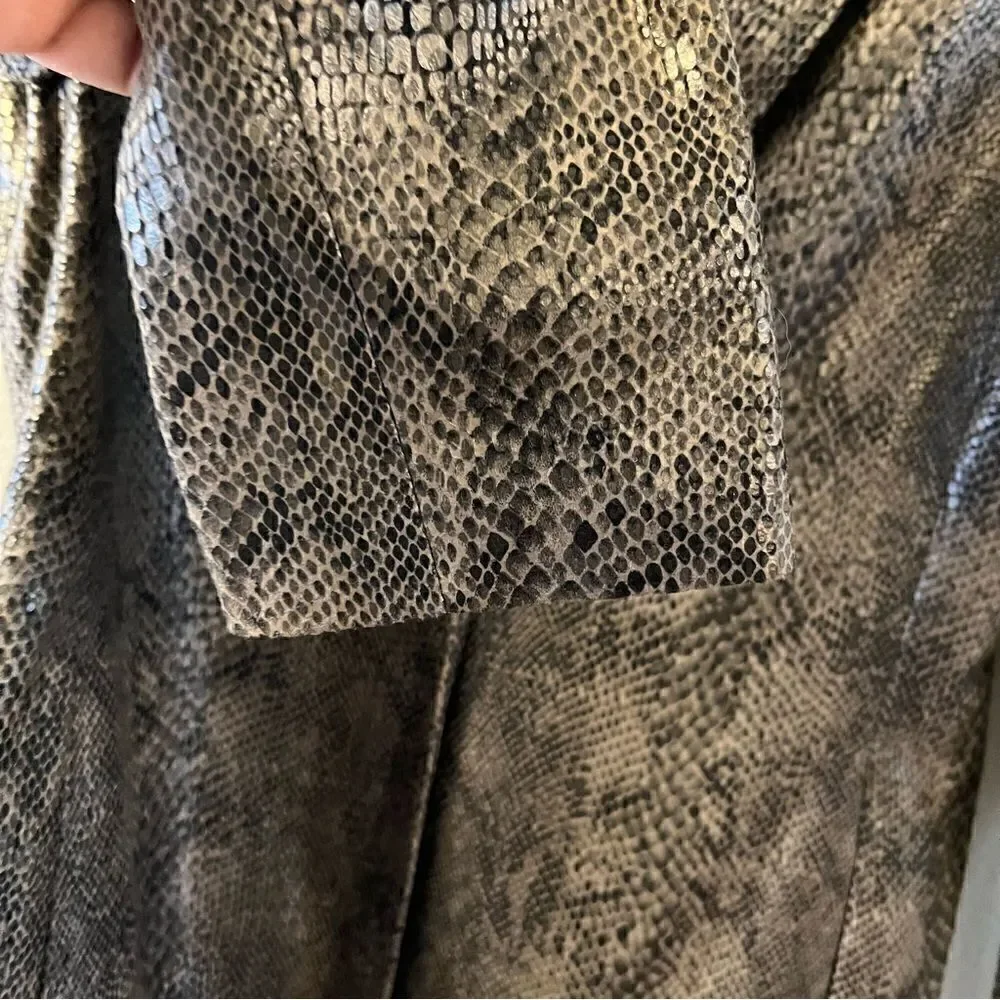 Harve Benard Jacket Blazer Faux Snake Print Brown Fully Lined Size 6